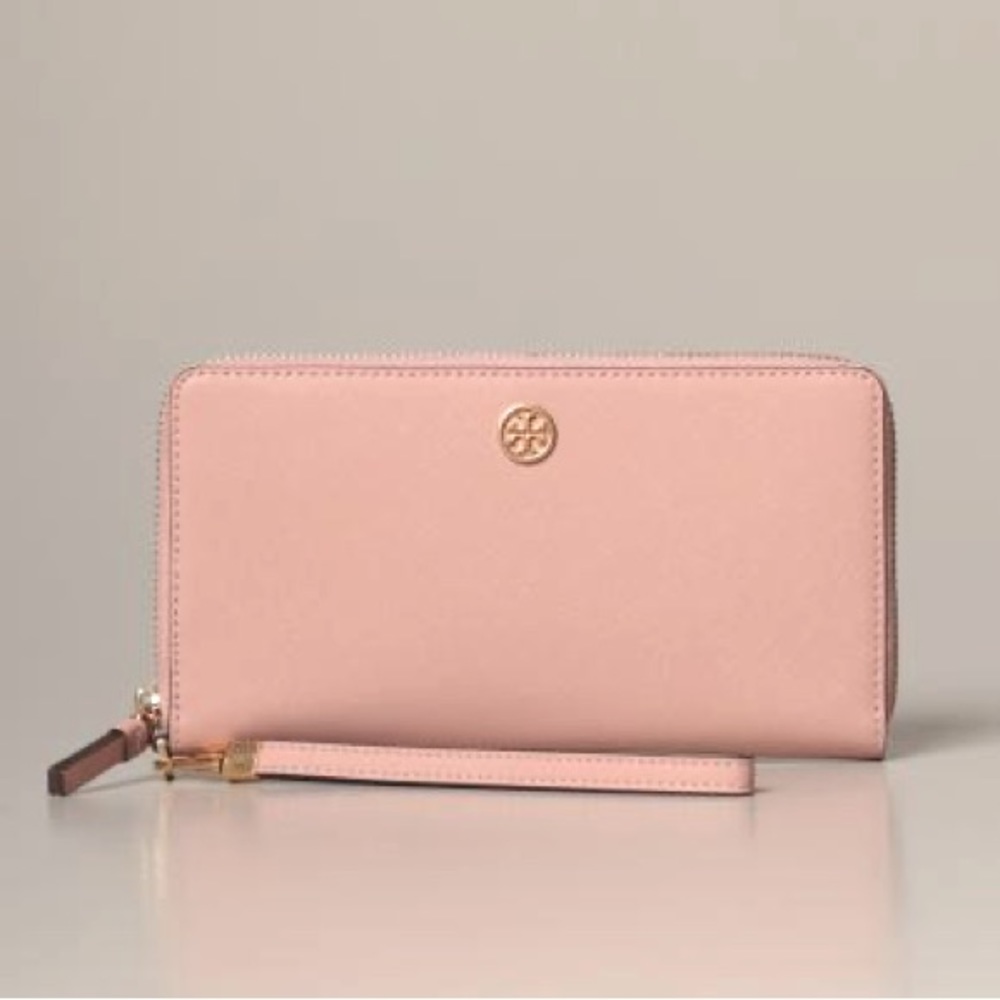 Tory Burch Pink Robinson Long Travel Wallet